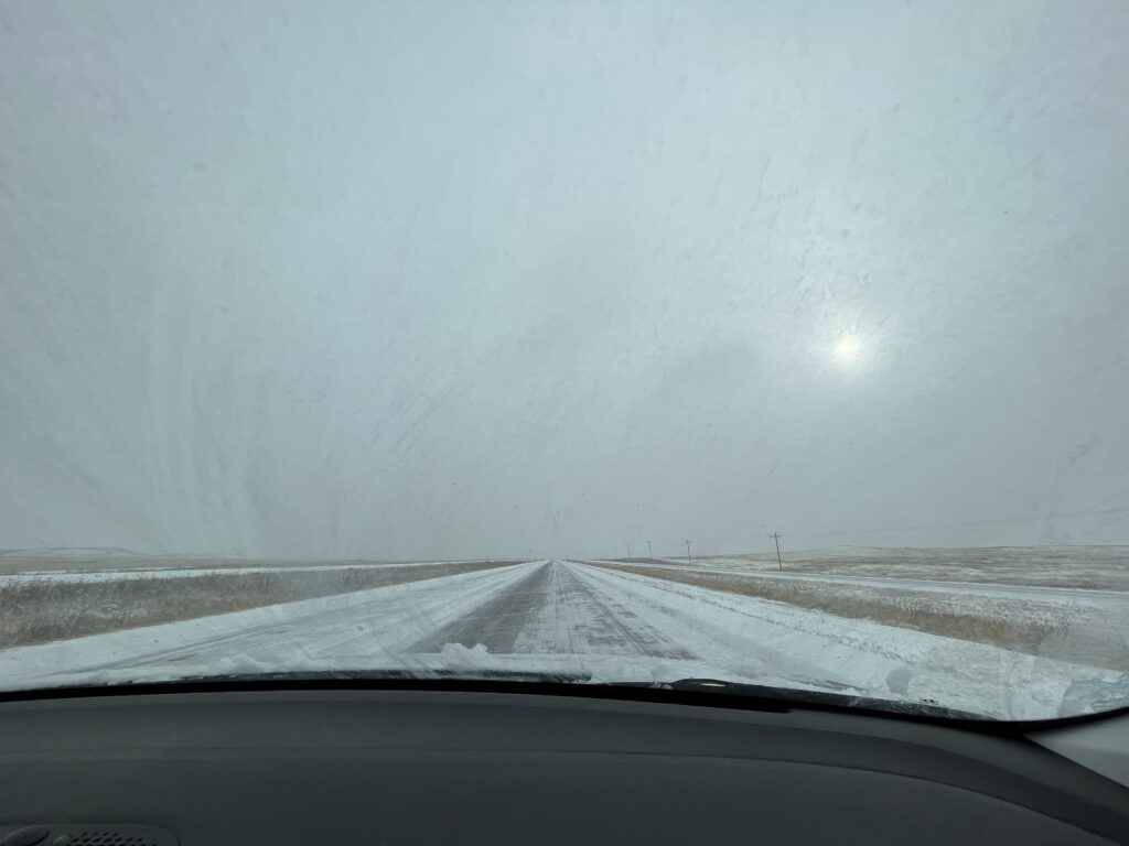 Snow on highway Snow on highway