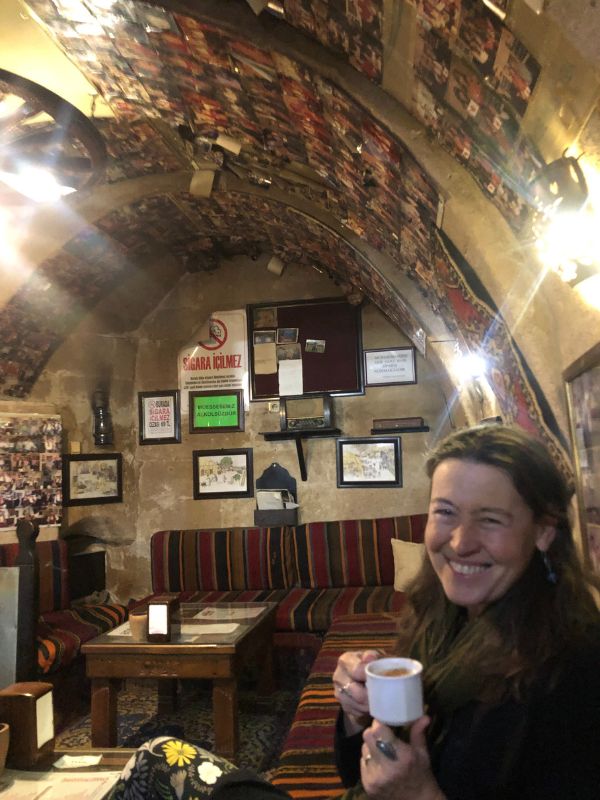 Traditional hot drinks in a cool cave café