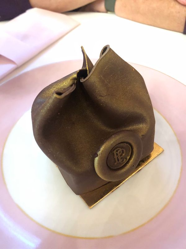 Chocolate-wrapped raspberry truffle at the Perla Hotel where Agatha Christie wrote "Murder on the Orient Express"