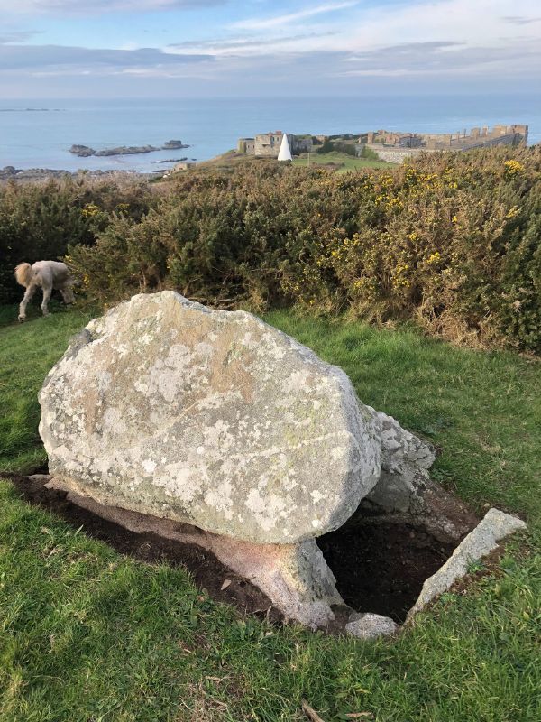 "Druid's Altar" burial chamber from 4,000 BC, with Fort Albert in the background