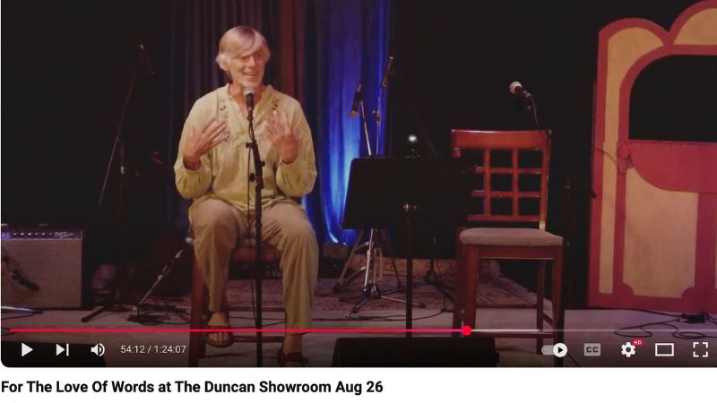 Click on the photo above to see me perform this live in Duncan. Starts at 51:30. If you're in a poetic mood, the young woman before me is very powerful.