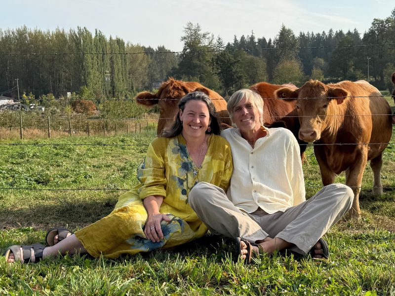 Rick and Sarah with cows