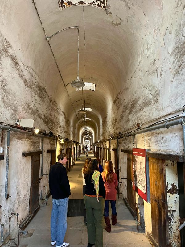 Long rows of solitary confinement cells