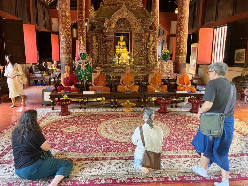 It took several minutes of worship to realize that these were wax monks