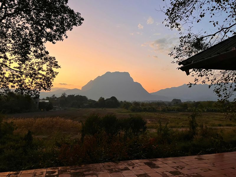 View from our guest house of the second-highest peak in Thailand.