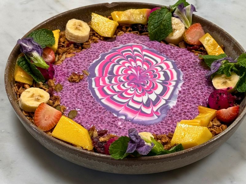 Even the breakfast granola at Clear Café is a work of art