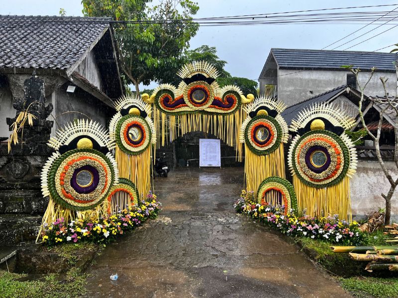 Cycled past a bamboo decoration for a wedding