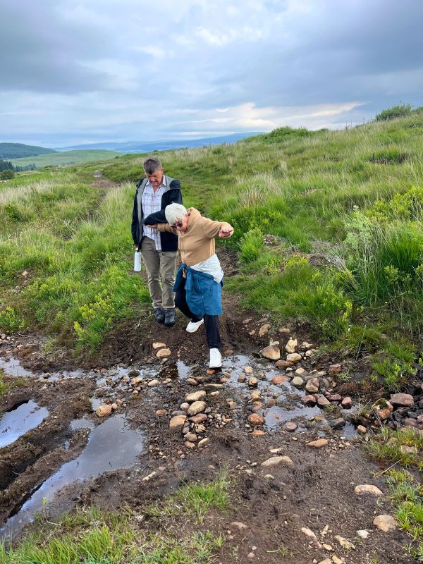 60+ helping the 80+ on a muddy 13km moors trek