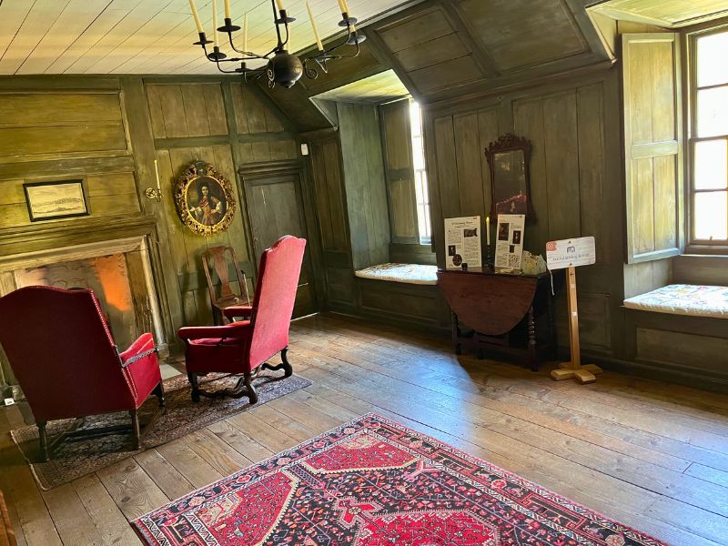 Palace Withdrawing Room. In Outlander this is Geillis' parlour, and there is a famous shot of Claire standing holding a goblet looking out the window.