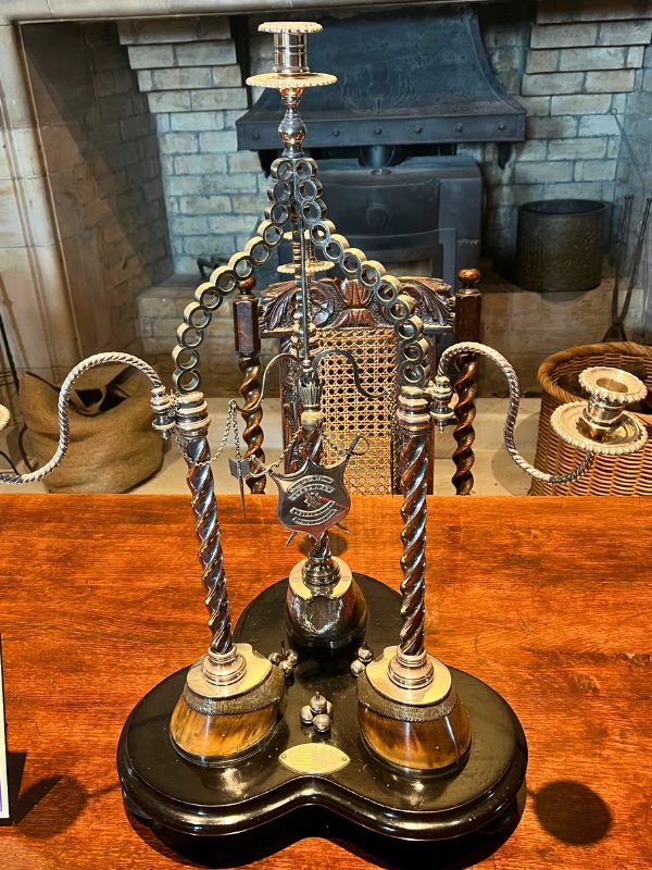 Unlike us McIlvory commoners, the McLean clan can have global gatherings at "their" Duart Castle down island, where they can also admire this candle holder made with actual hooves of one of the few surviving horses from the disastrous Charge of the Light Brigade
