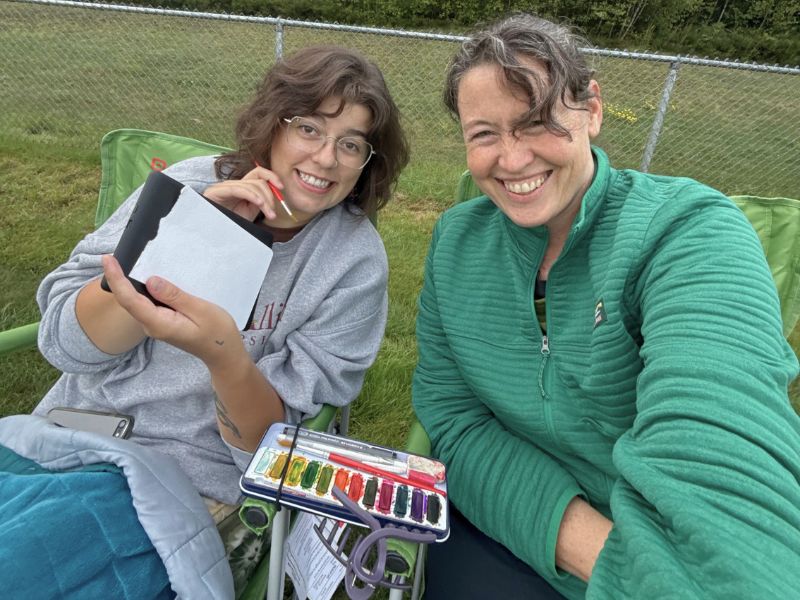 Doing art when they're supposed to be watching me and Galen dominating the soccer game