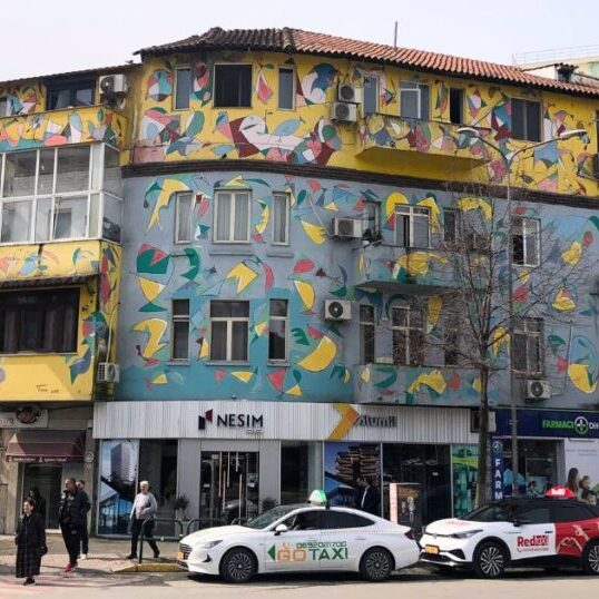 Painted buildlings and murals of Tirana Albania